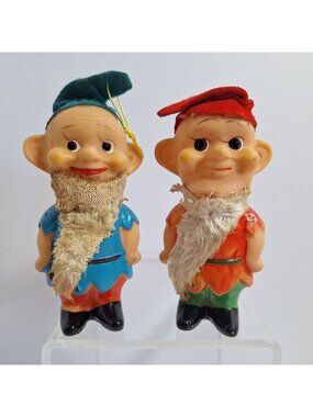 Elf Christmas Ornaments Dwarves Vintage Japan Figures 4" Mid Century